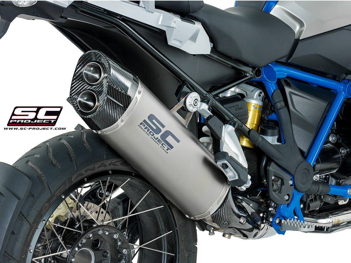 BMW R 1200 GS (2017-2019), Adventure Titanium Slip-On Exhaust with Carbon Fibre Endcap.