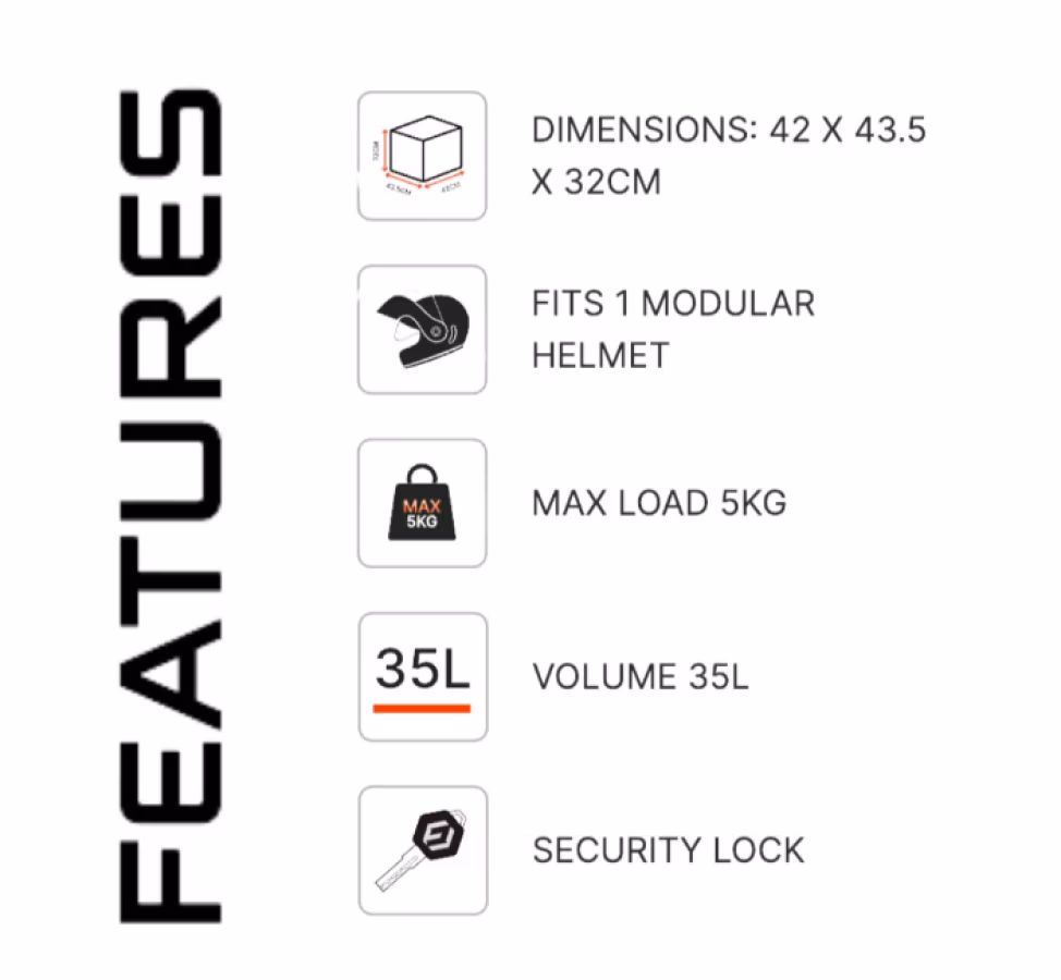 Furchtlos Shield Basic Plastic Top Case - 35L